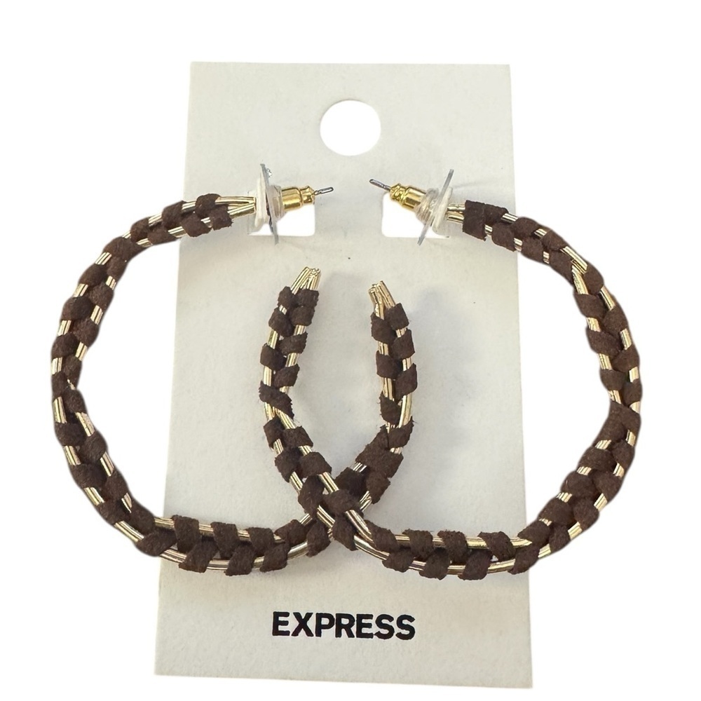 Express Brown and Gold Hoop Earrings